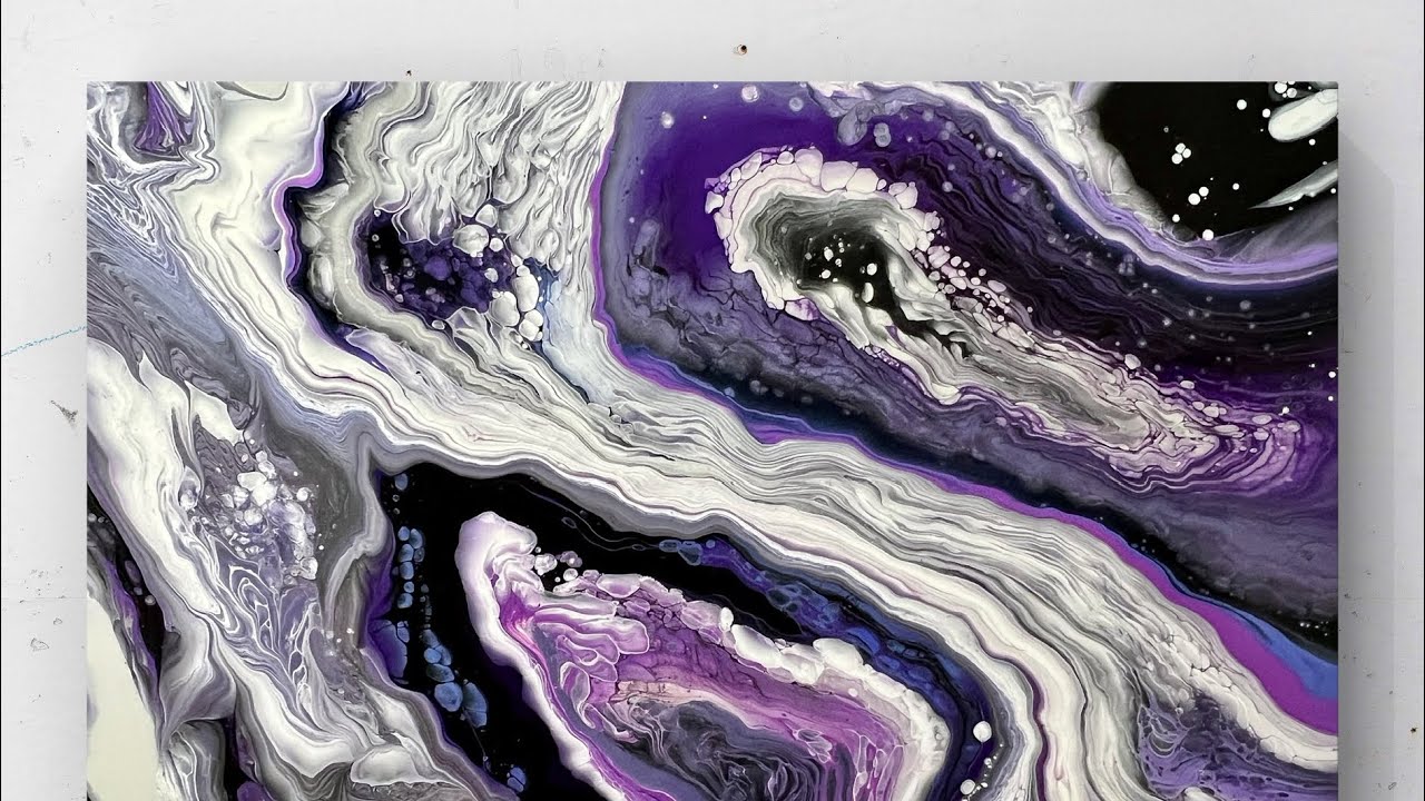 MAGNIFICENT AMETHYST GEODE- Galaxy Pour - Acrylic Pour