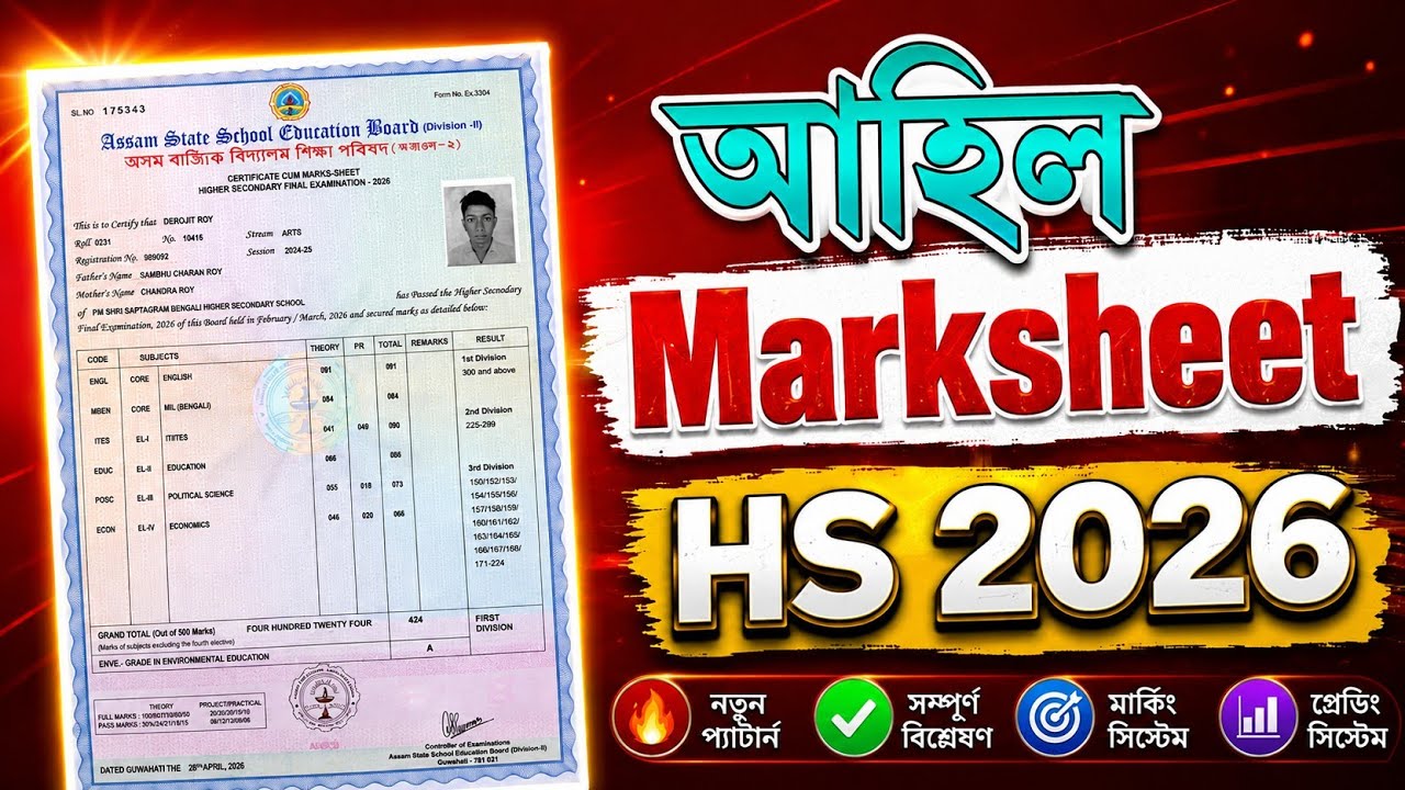 HS 2026 Marksheet আৰু Certificate আহিল! Class 12 | ASSEB 