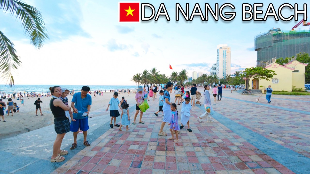 My Khe Beach Afternoon Crowd is Amazing & Beautiful - Real Travel Atmosphere at Da Nang Vietnam Walk