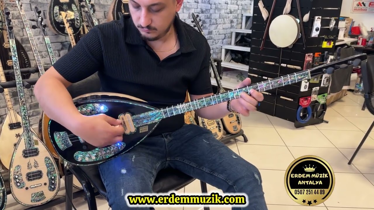 Hüseyin uzundikme tam profesyonel elektro bağlama lesli octave yükselticili