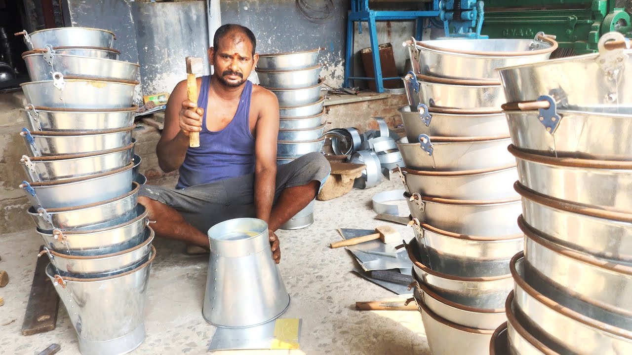 Iron Bucket Making Industry | Galvanized Iron Bucket Making Process | Bucket Making Sheet Metal Work