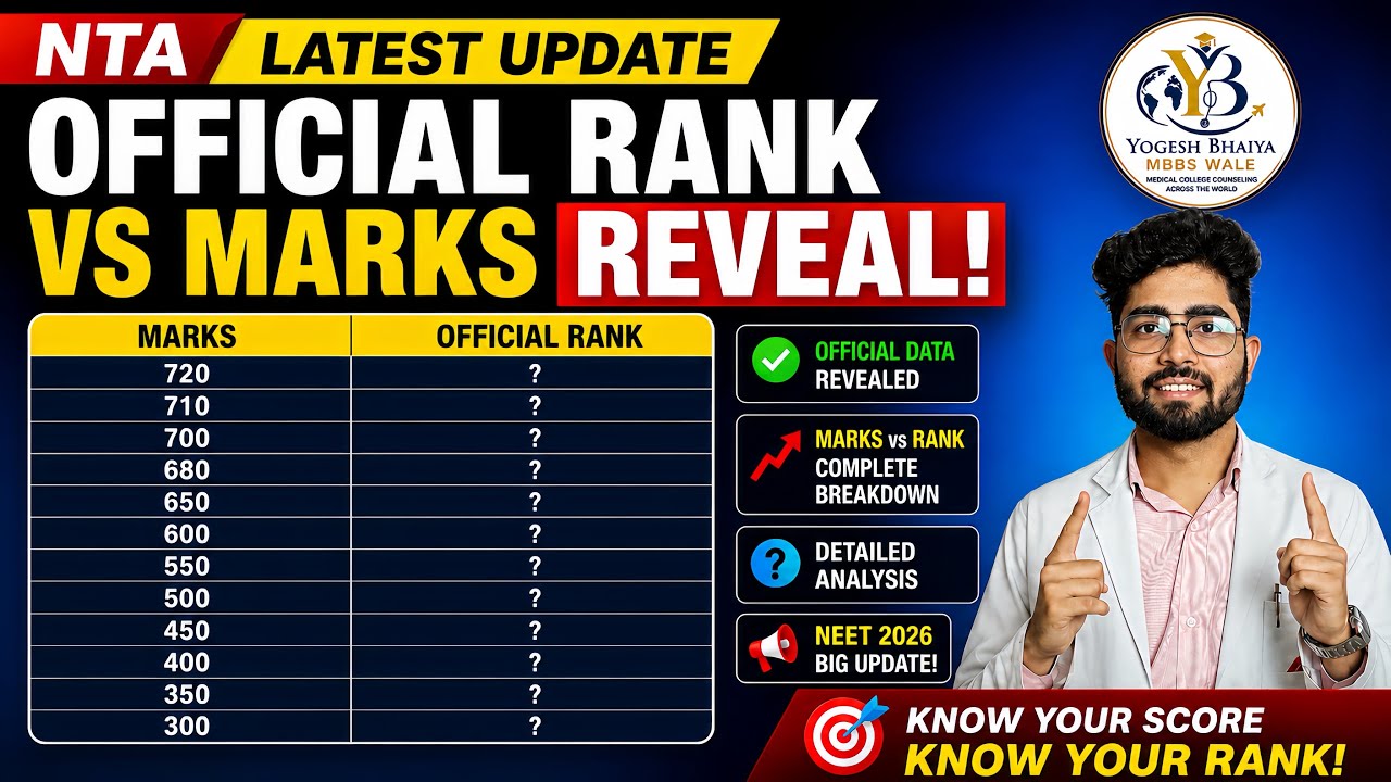NEET 2026 Official Rank vs Marks 🔥 NTA Latest Update | Official NTA Update🚨