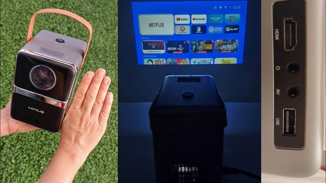 Netflix Certificado Mini Proyector Portatil 4K, WiMiUS 1080P Proyector con Auto Keystone/E-Enfoque