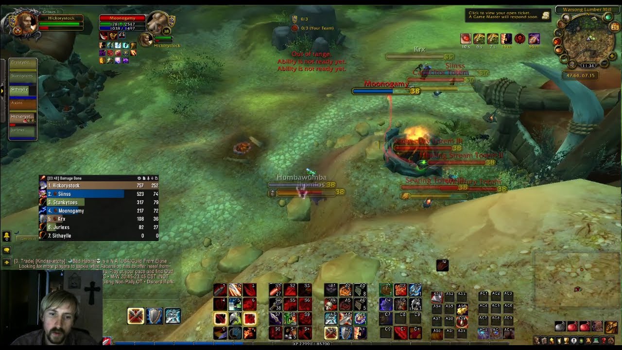 Tank Shaman Unstoppable---Hickorystock Lvl 39 Arms Warrior pvp---Ascension Bronzebeard Gameplay