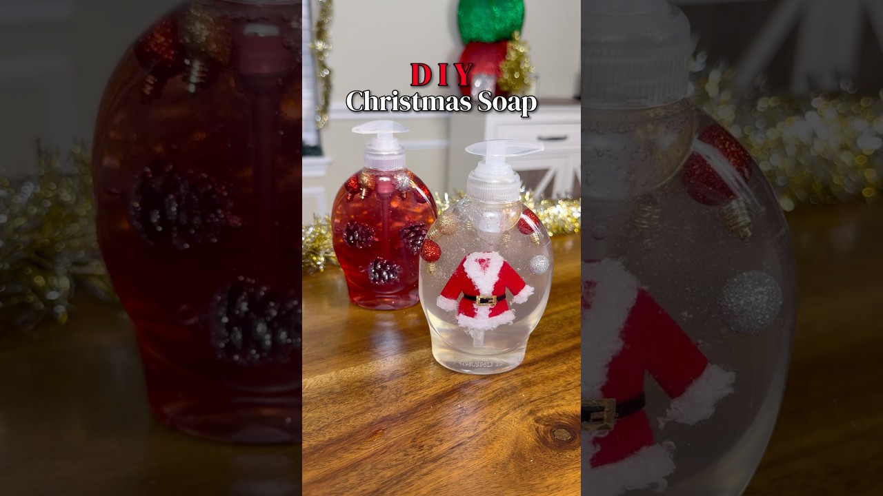 DIY CHRISTMAS SOAP 🎅🏻🫧 This easy holiday decor is perfect for the kitchen or bathroom! #christmas