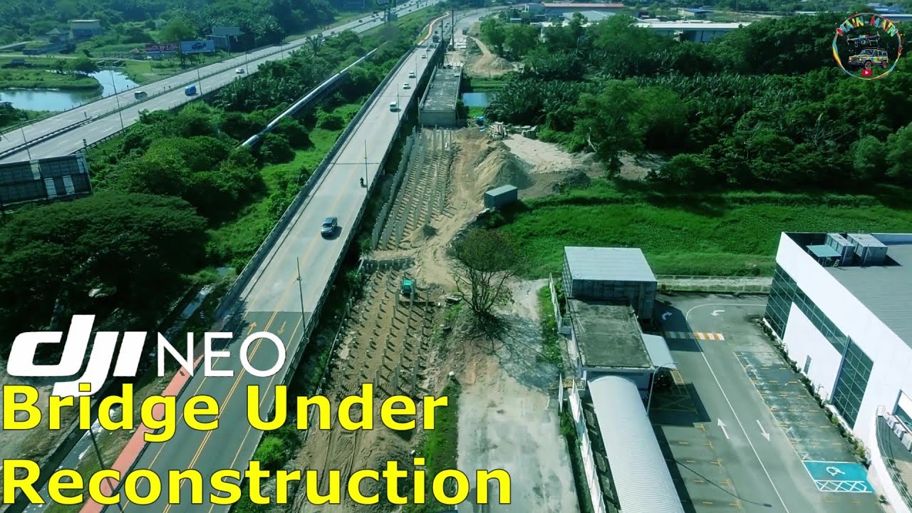 DJI Neo Flying Over Bridge Under Reconstruction