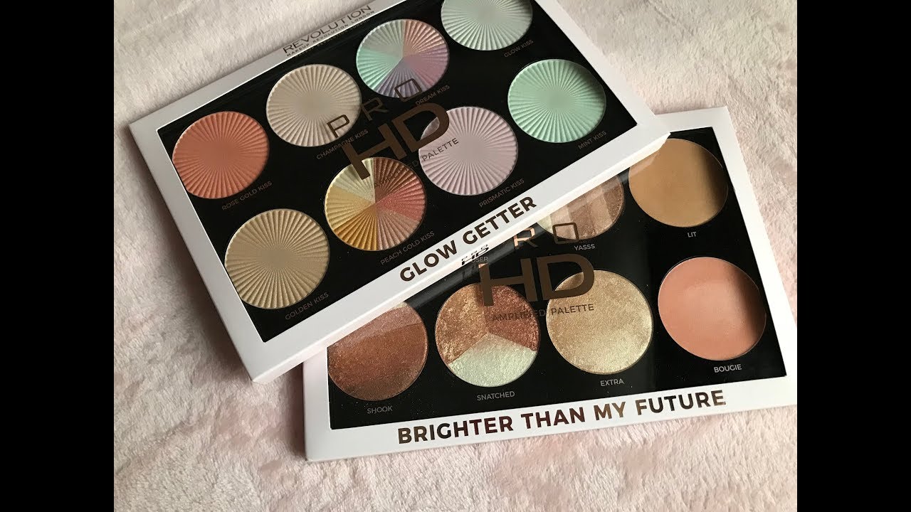 Makeup Revolution Pro HD Highlighter Palette / Glow Getter & Brighter Than My Future