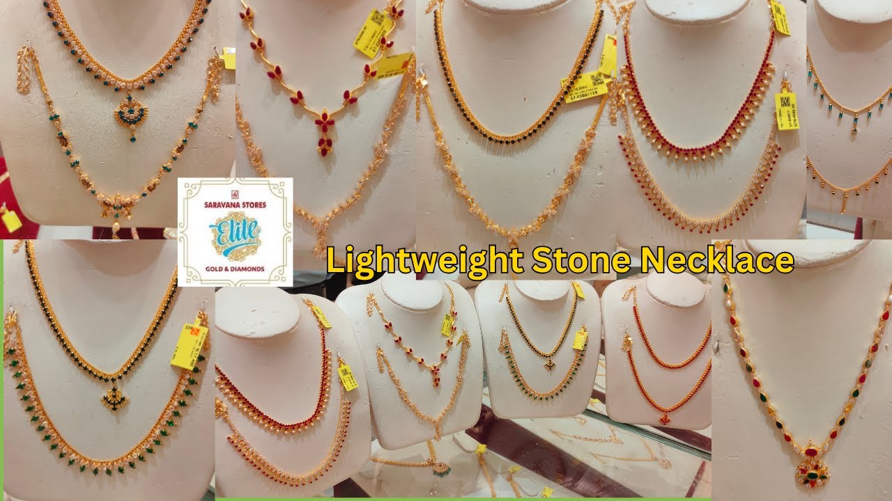 Saravana Elite Stone Necklace Collection | Lightweight Fancy Traditional Stone Necklace Designs