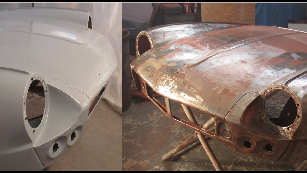 Spraying Epoxy Primer - Bonnet - Roundtail Restoration