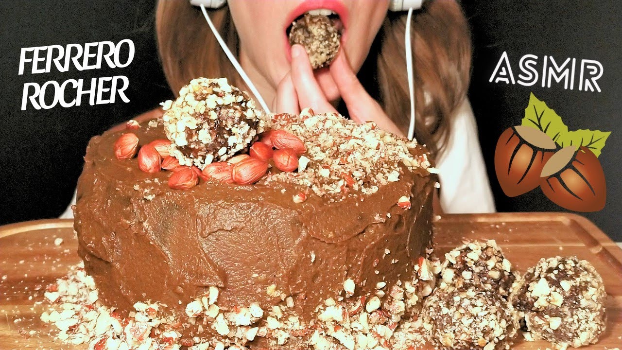ASMR FERRERO ROCHER Chocolate Hazelnut Cake (No Talking|Eating Sounds)