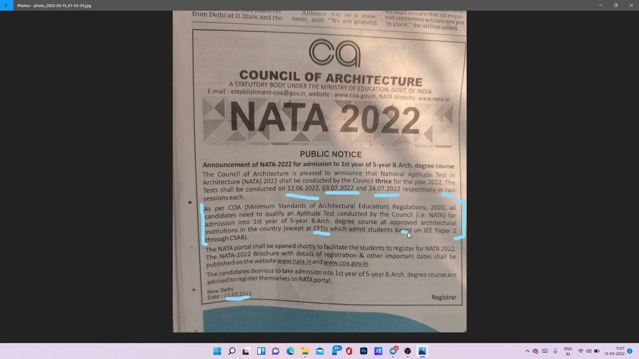 NATA  2022 EXAM DATE ARE LIVE NOW PLZ CHECHK B.ARCH 2022