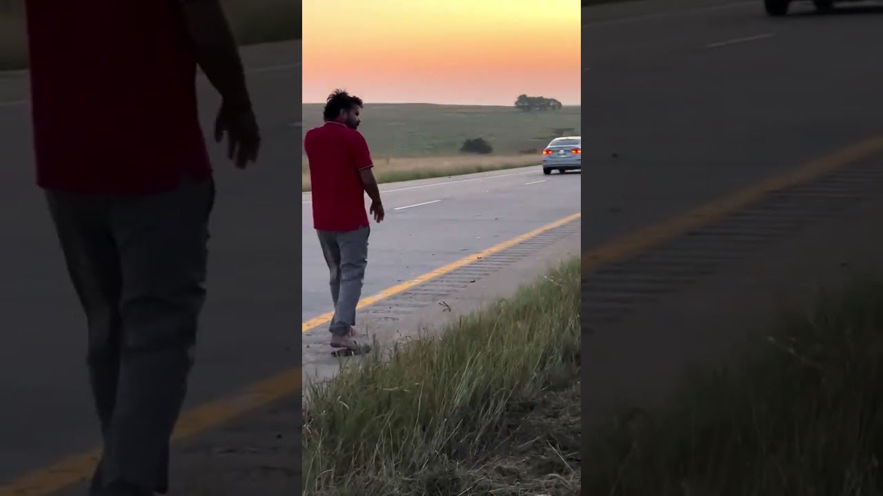 Canadian Indian Trucker Looks at His Flipped Semi in Flip Flops 😳🇨🇦 #shorts