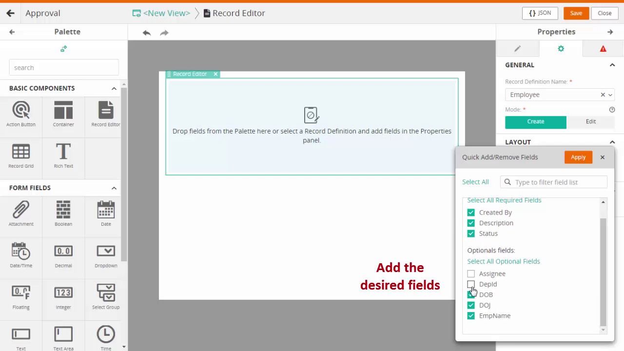 BMC Helix Innovation Studio - Using record editor in a view