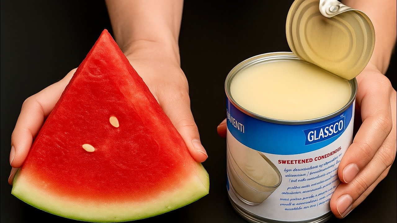 Kondensmilch mit Wassermelone = Das beste hausgemachte Eis, besser als gekauft! Sommerdessert!