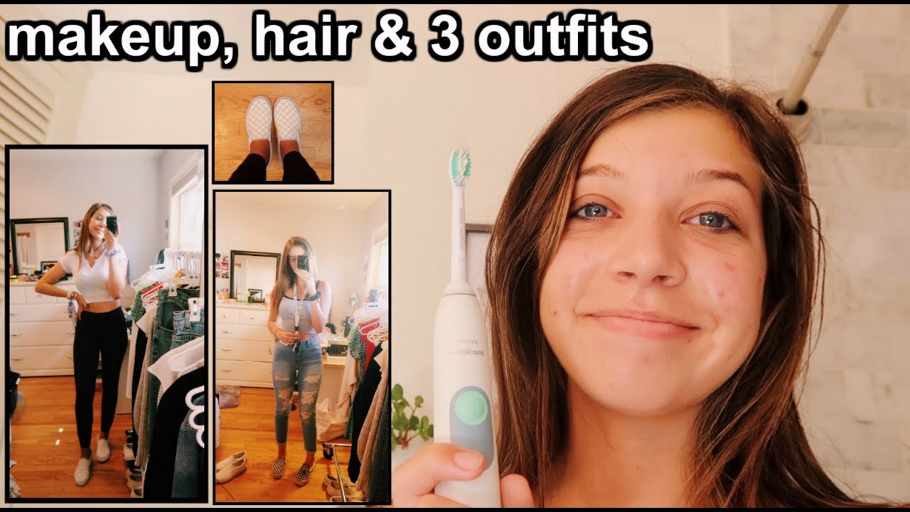 FIRST DAY OF SCHOOL GRWM (3 outfits, makeup, & hair)