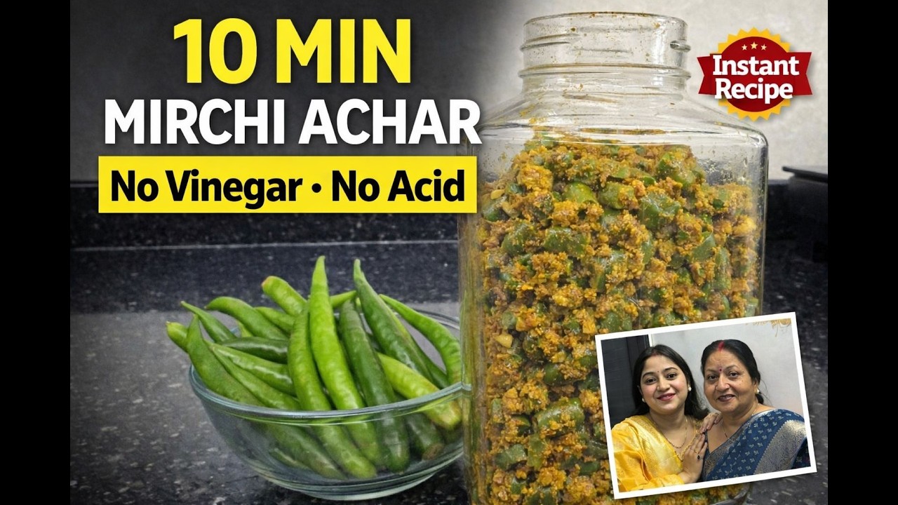 Instant Mirchi Ka Achar | 10 Min Recipe | No Vinegar No Chemical #