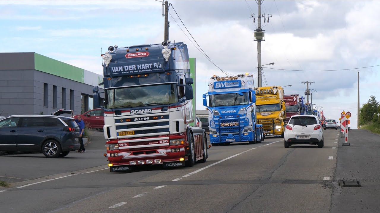 Truckshow Ciney Trucks Arrivals with Horn & Open pipes part 1 [HD]