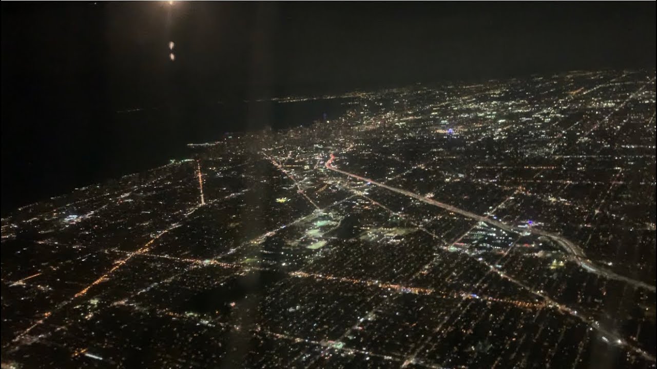 Emirates Boeing 777-300ER nighttime taxi and takeoff from Chicago O'Hare (ORD) to Dubai (DXB)