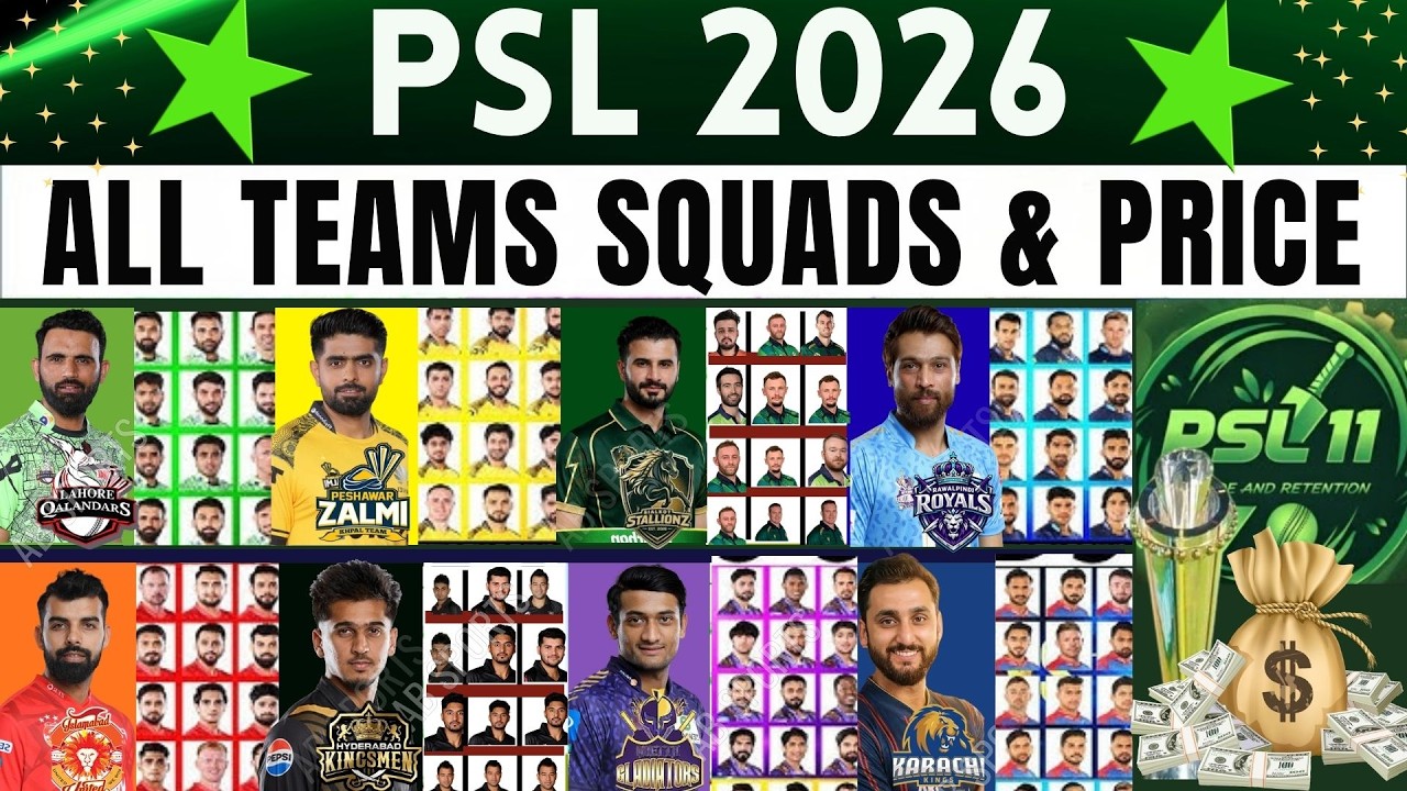 PSL 2026 - All Teams Official Squad And Players Price | PSL Team 2026 Players List | PSL 2026 News