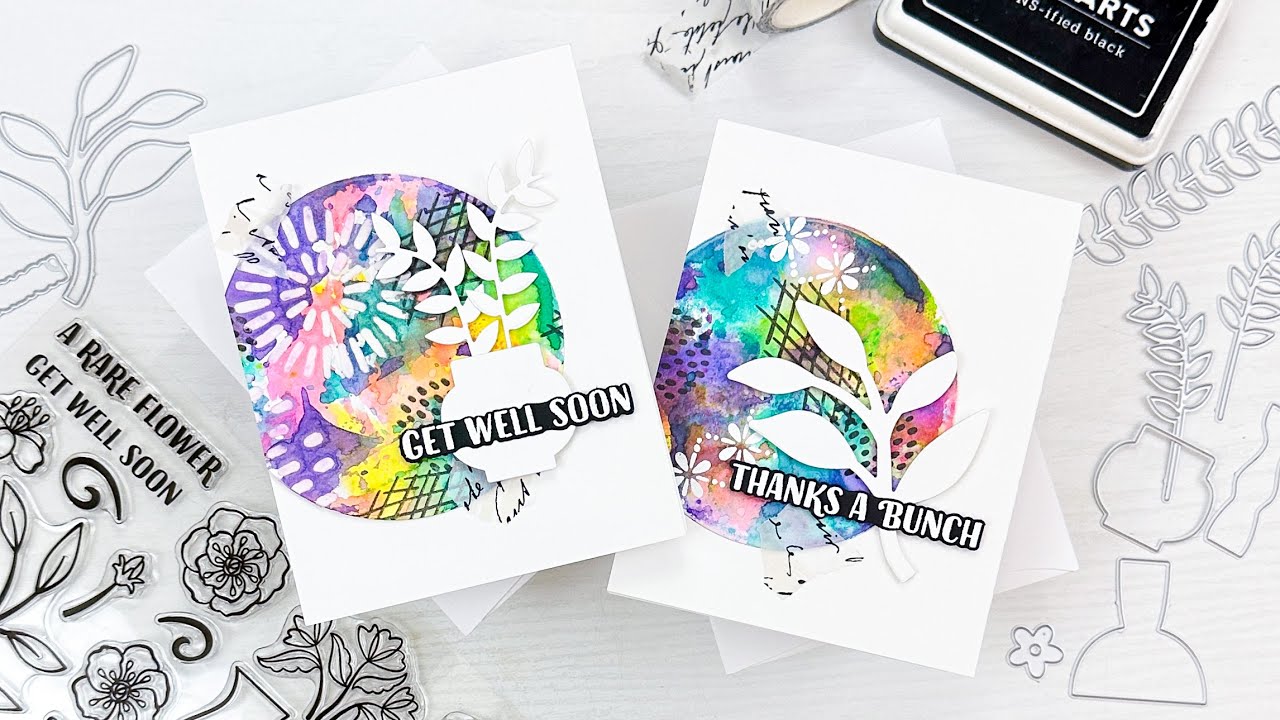 CAS Mixed Media Cards Featuring the April 2023 My Monthly Hero Kit