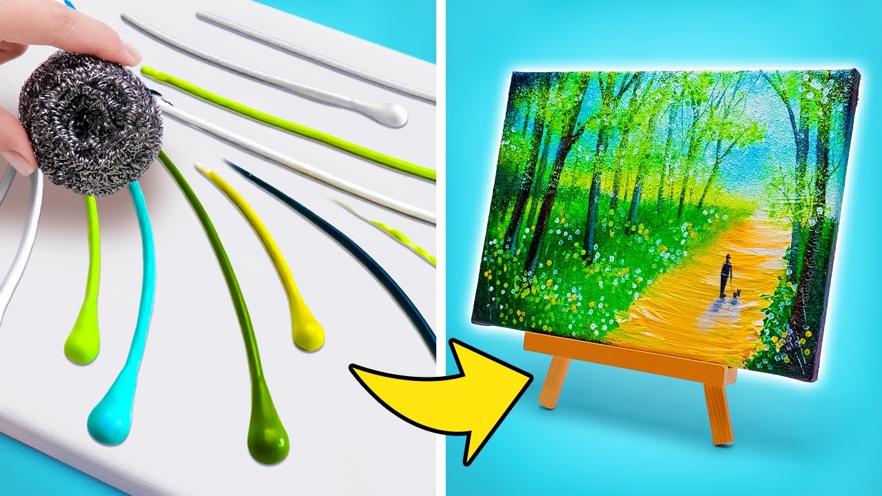 Create a Stunning Painting with an Iron Scrubber! 🎨 Easy Art for Beginners