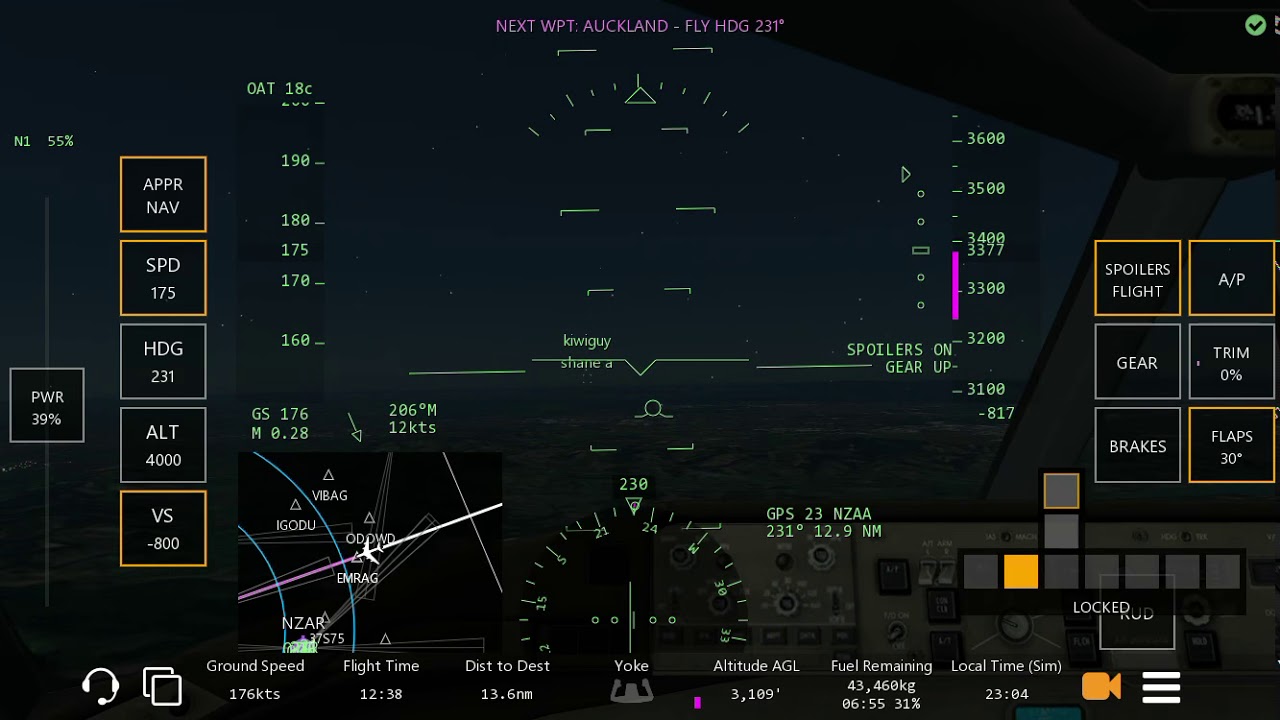 Landing at NZAA (Auckland Airport)