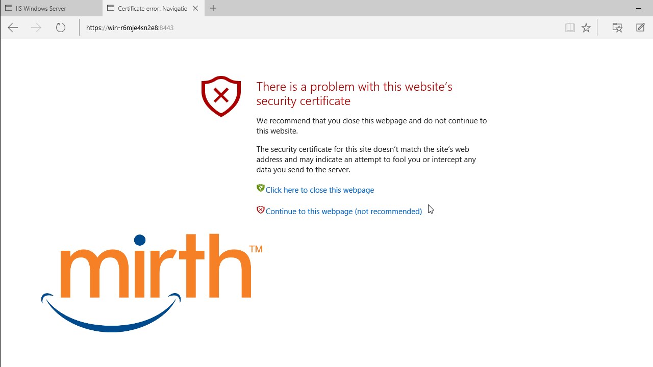 Mirth Connect Admin SSL Certificate Fix