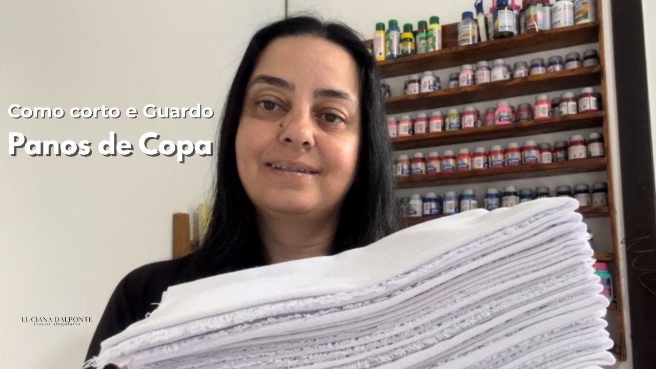 Como corto e guardo panos de copa | Organização para pintura em tecido