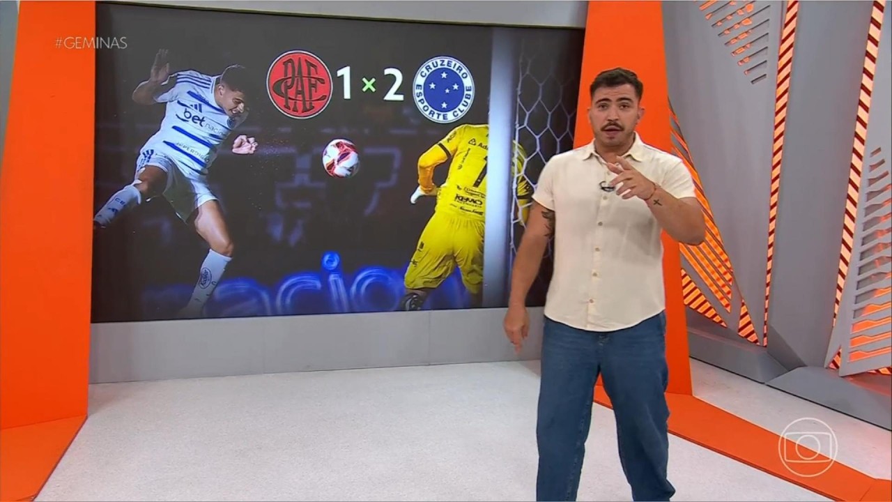 GLOBO ESPORTE - CRUZEIRO BRUNO RODRIGUES VOLTA FAZENDO GOL E GARANTINDO A VITÓRIA