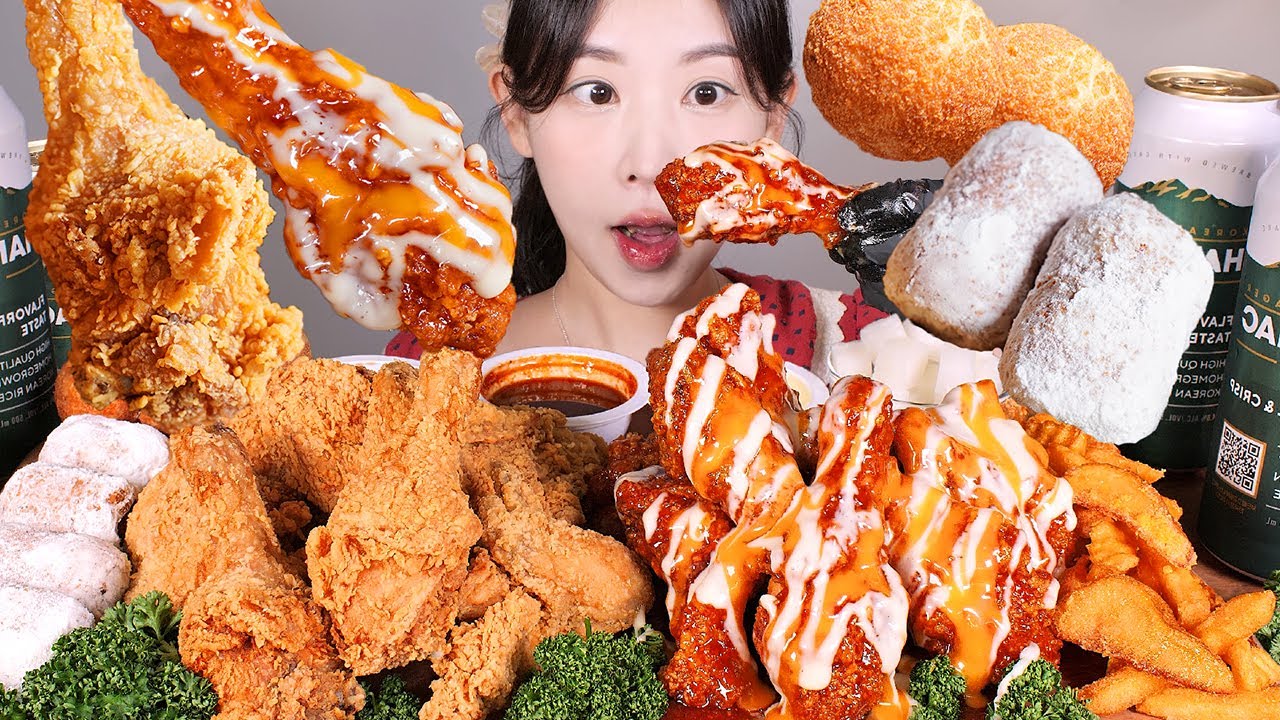 후💨 치킨이 참 바삭하네?😏 후참 후라이드치킨 킹트리플양념치킨 먹방 Korean Chicken [eating show] mukbang korean food