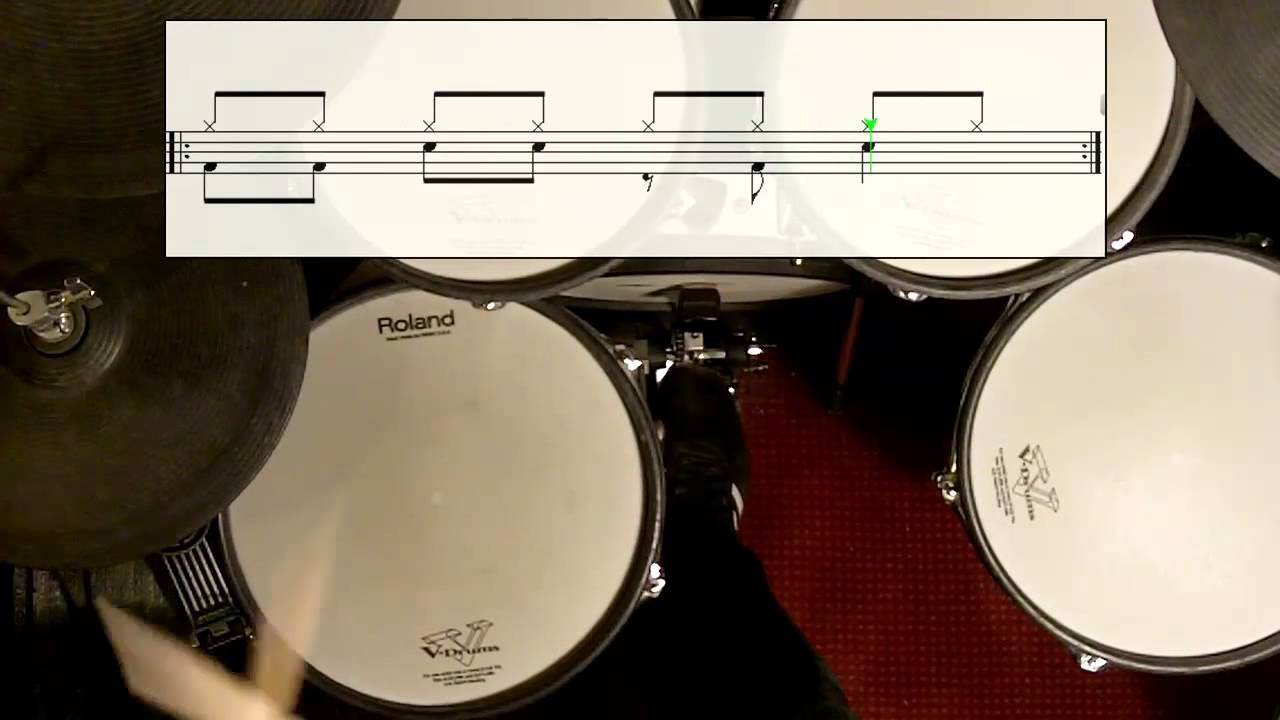 Easy Rock Pop Drum Groove #4 (watch & learn)