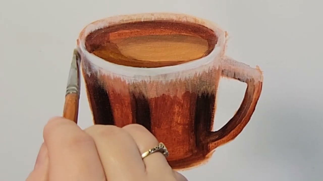 🎨 How to Paint a Coffee Mug with Acrylic Paint ☕️ + relaxing art video without talking, but subtext