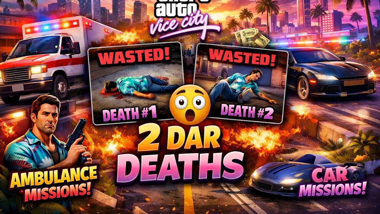 GTA Vice City Ambulance Mission + Car Mission | 2 Dafa Death | Full Gameplay
