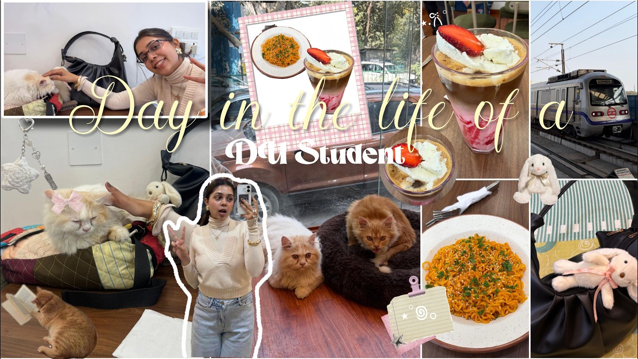 Day in the life of a DU Student ִֶָ𓂃 ࣪˖ ִֶָ🐇་༘࿐(cafe,study & more ✮)