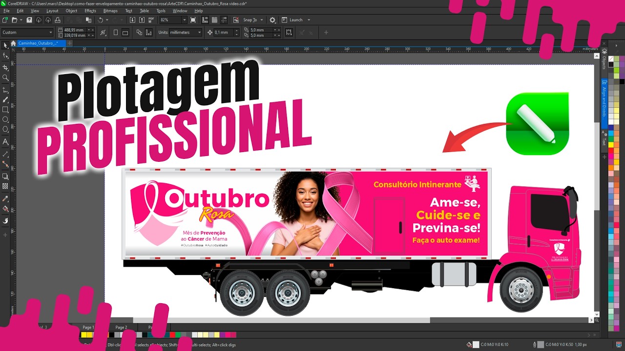 Como Fazer a Arte de Caminhão Outubro Rosa no CorelDRAW [Tutorial Completo]