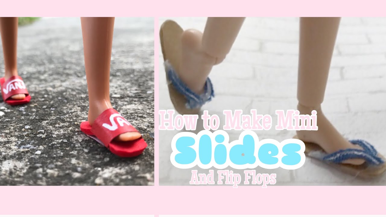 DIY how to make mini doll sandals | slides | flip flops