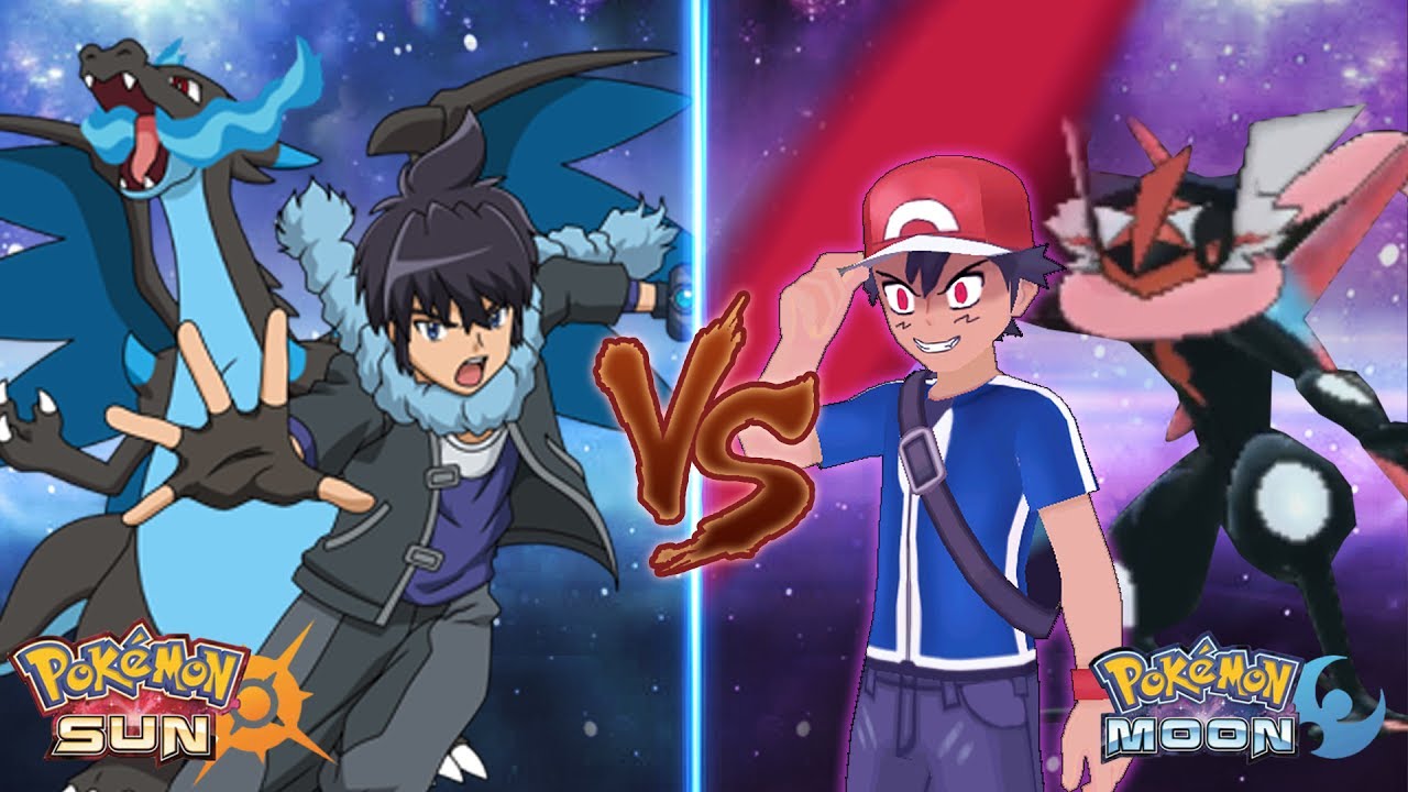 Pokemon Sun and Moon: Alain Vs Dark Ash (Mega Charizard X Vs Greninja Dark)