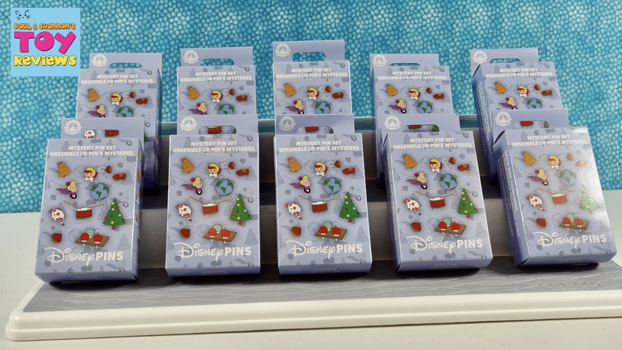 Disney Winter Holiday Blind Box Collector Trading Pins Unboxing Review | PSToyReviews