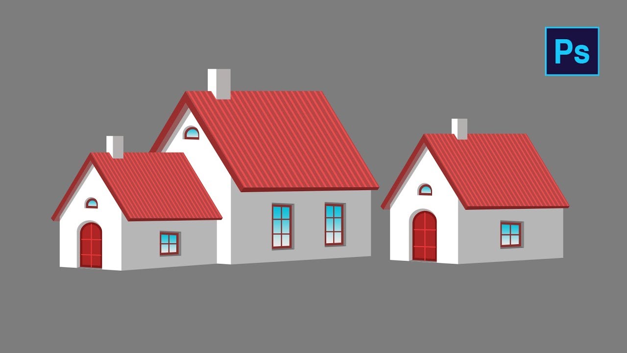 #Photoshop Tutorial - How to draw House in Photoshop
