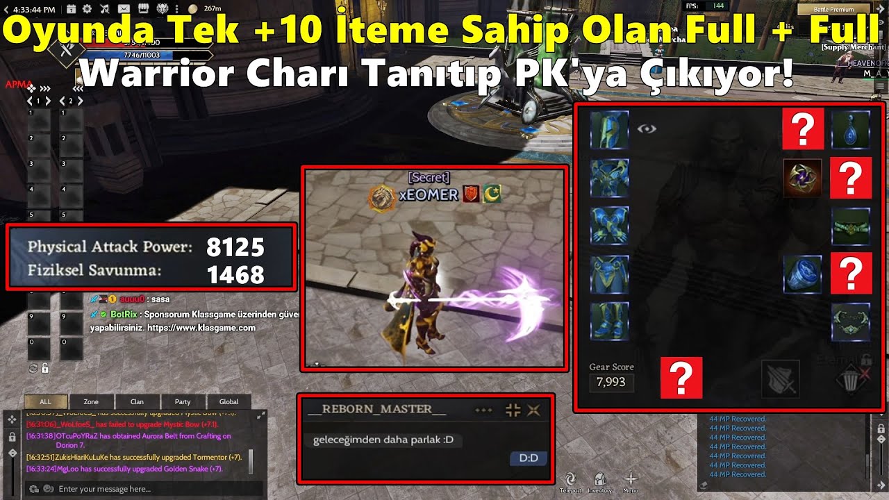 ZeitzquiN - Oyunda Tek +10 İteme Sahip Olan 8200 AP'li Warrior Charı Tanıtıp PK Çıkıyor! Rise Online