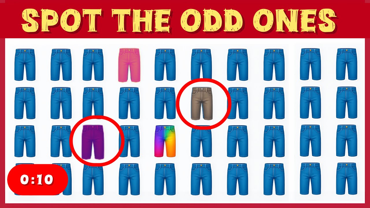 Brain Workout Time! 🧠🔥 Spot the Odd One 👀🍭🩳 + Tricky Visual Puzzles 🎯🔍❌