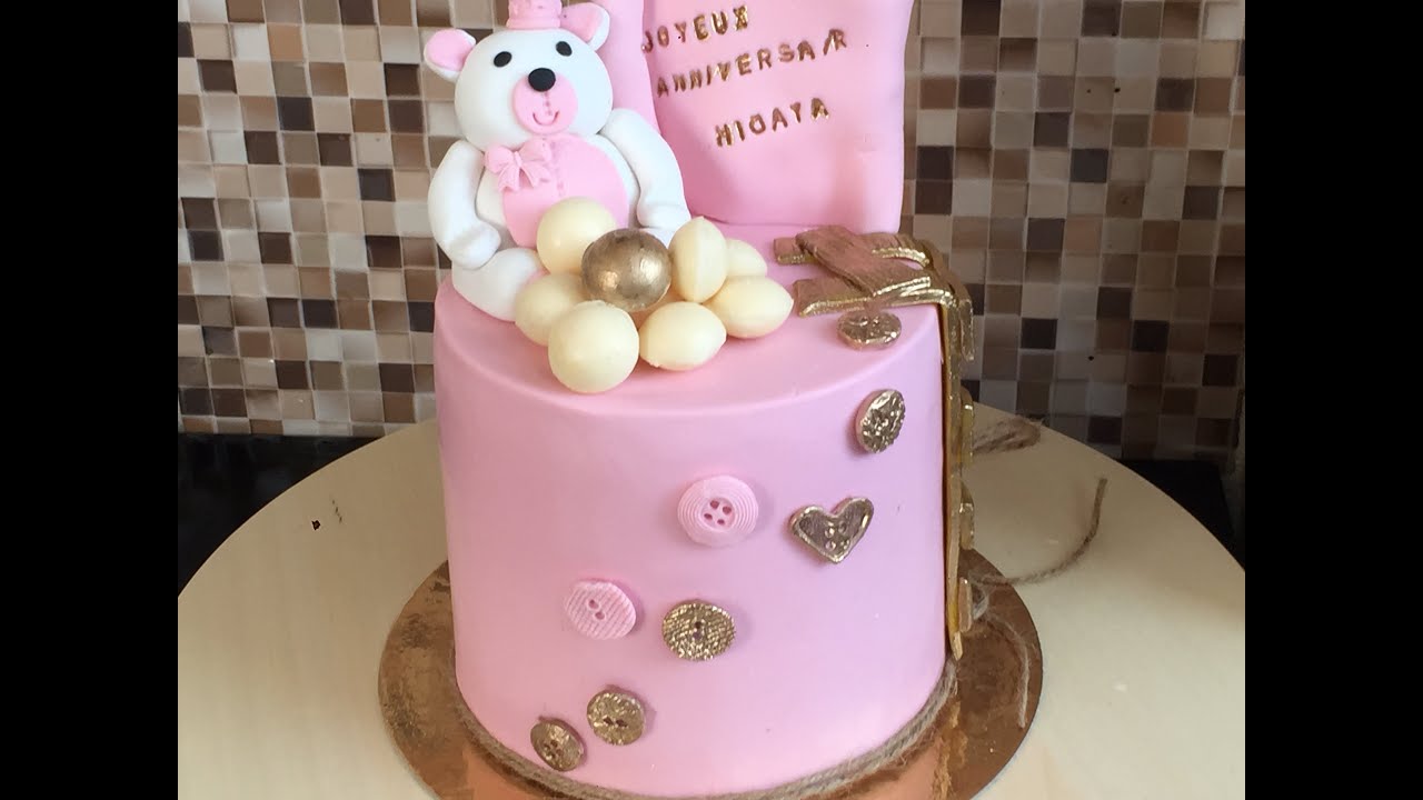 كيك ديزاين مع كناش تغليف وطريقة تغليف بعجينة السكر وطريقة صنع دب cake design  gannache de couverture