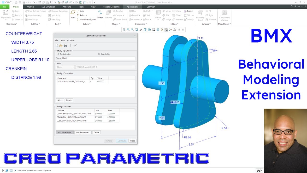 Creo Parametric - Behavioral Modeling Extension (BMX) | Crankshaft Demonstration