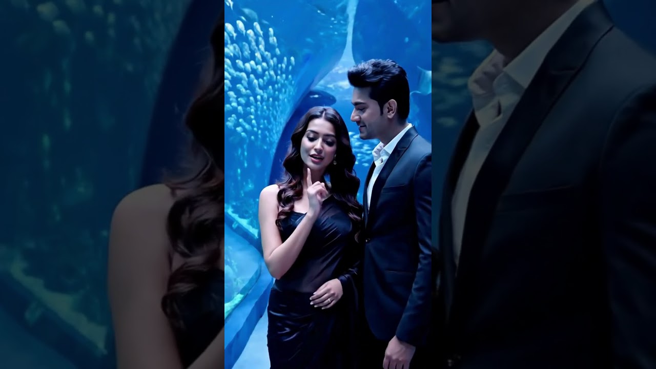 Romantic Night Walk in Aquarium 🐟💖 | Magical Scene #love #natureromance #lovestory #ai #romantic