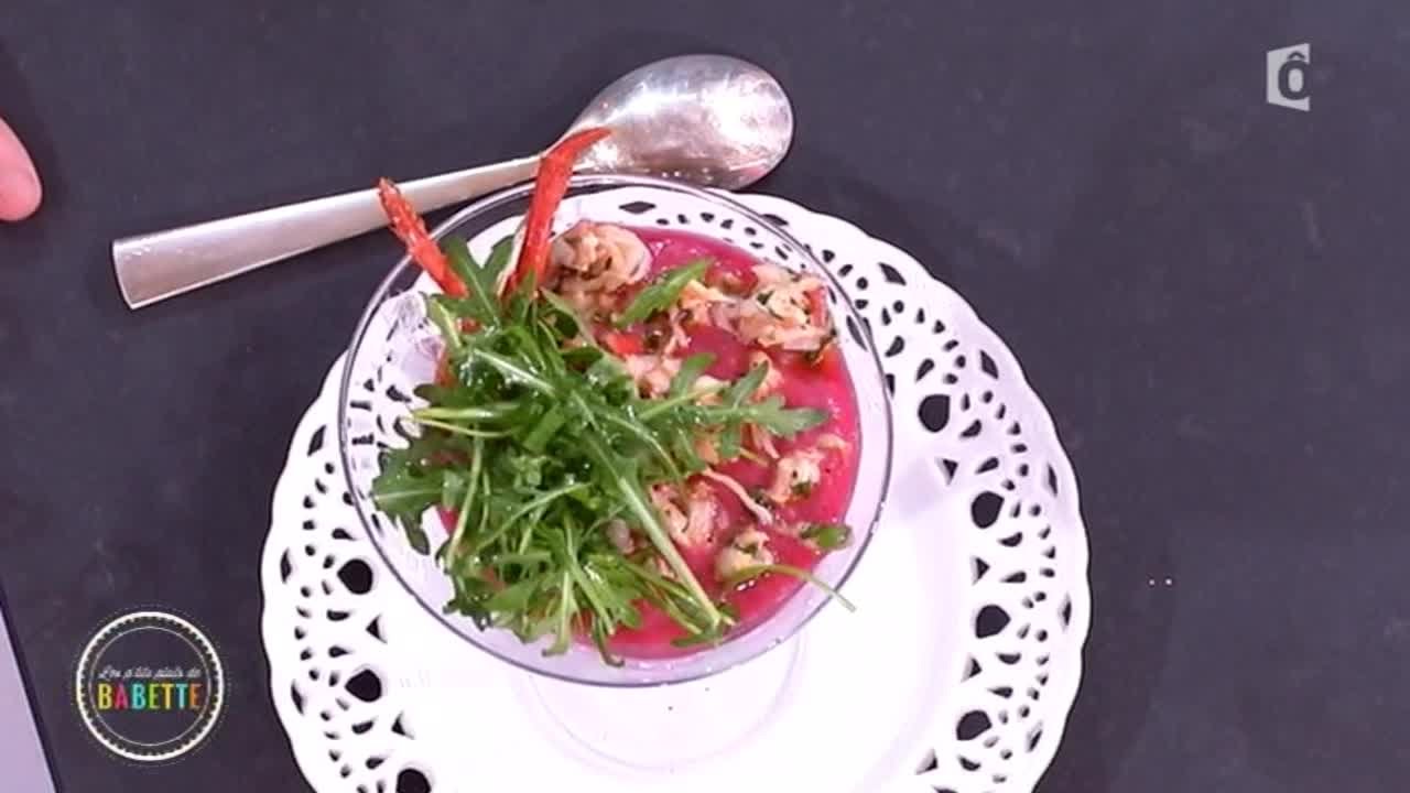 Recette de mousse de betterave et effiloché de homard