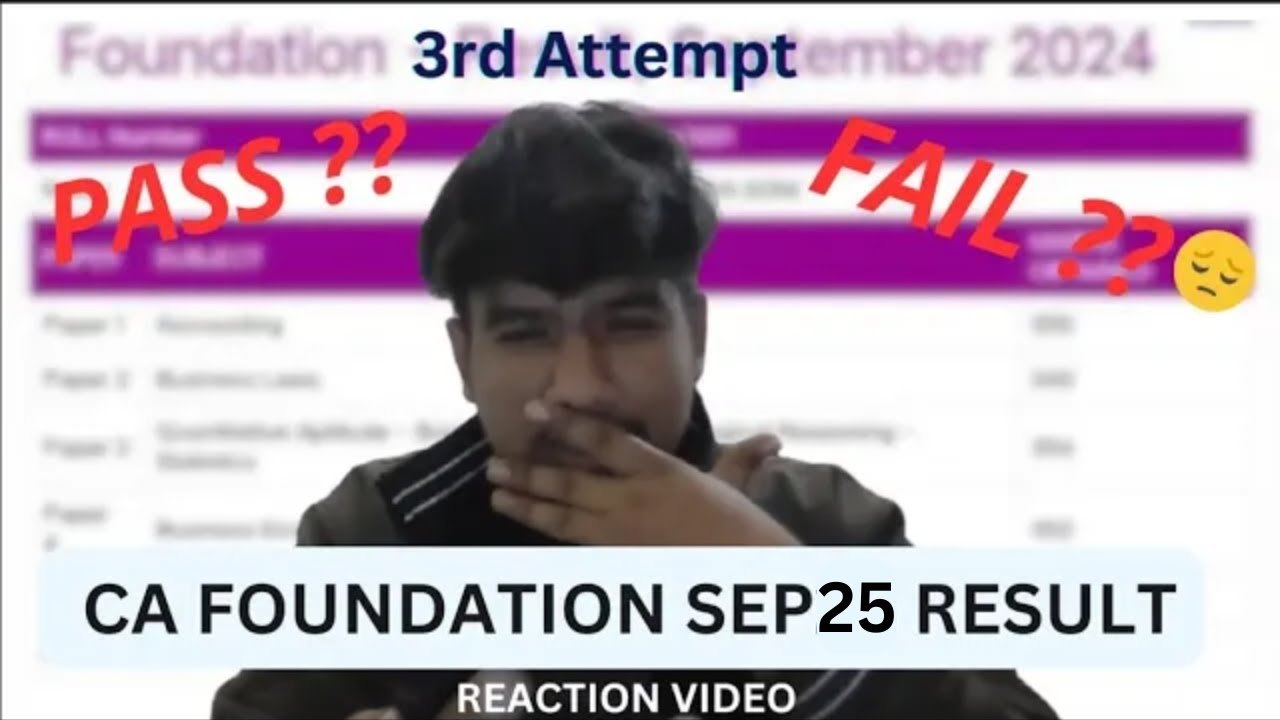 My CA foundation Sep 25 result reaction   2 attempt  pass or fail 