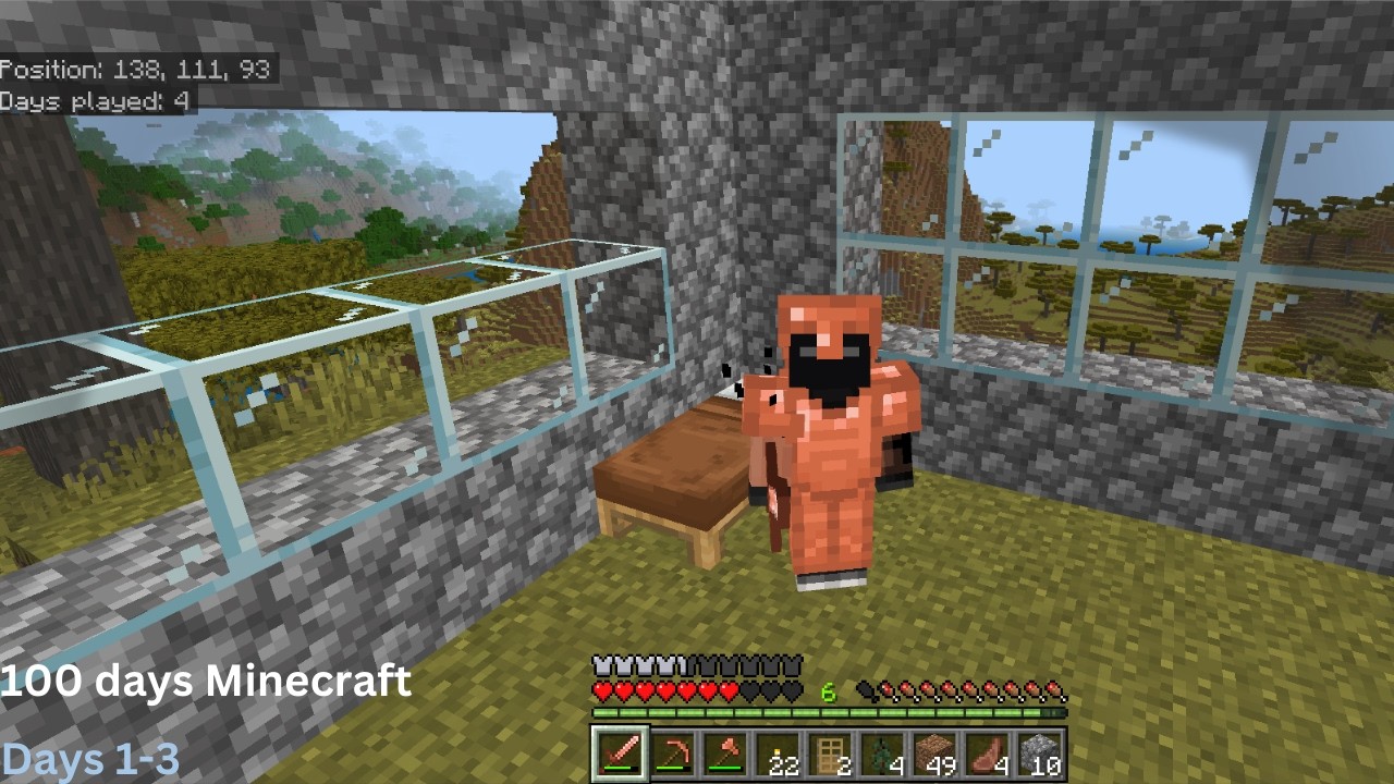 100 Days Survival Minecraft (Days 1-3)