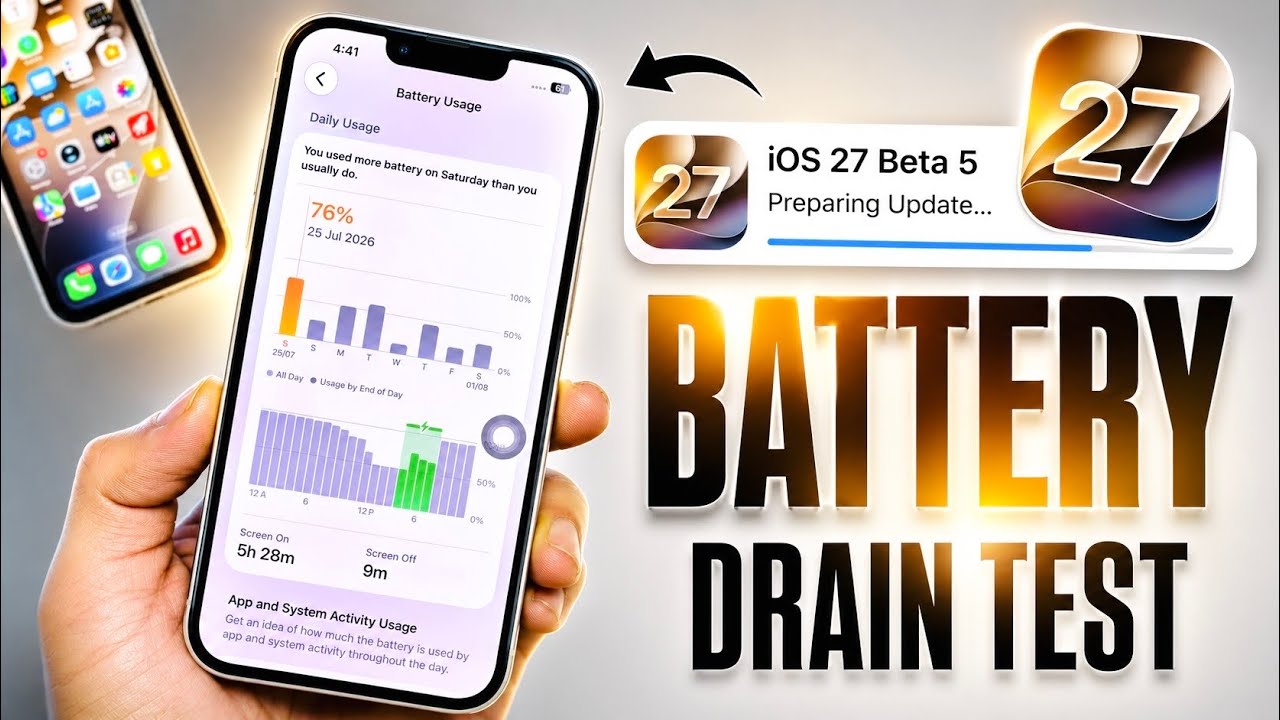 iOS 27 Beta 5 Battery Drain Test 🔋 &mdash; Is Battery Life Better or Worse?