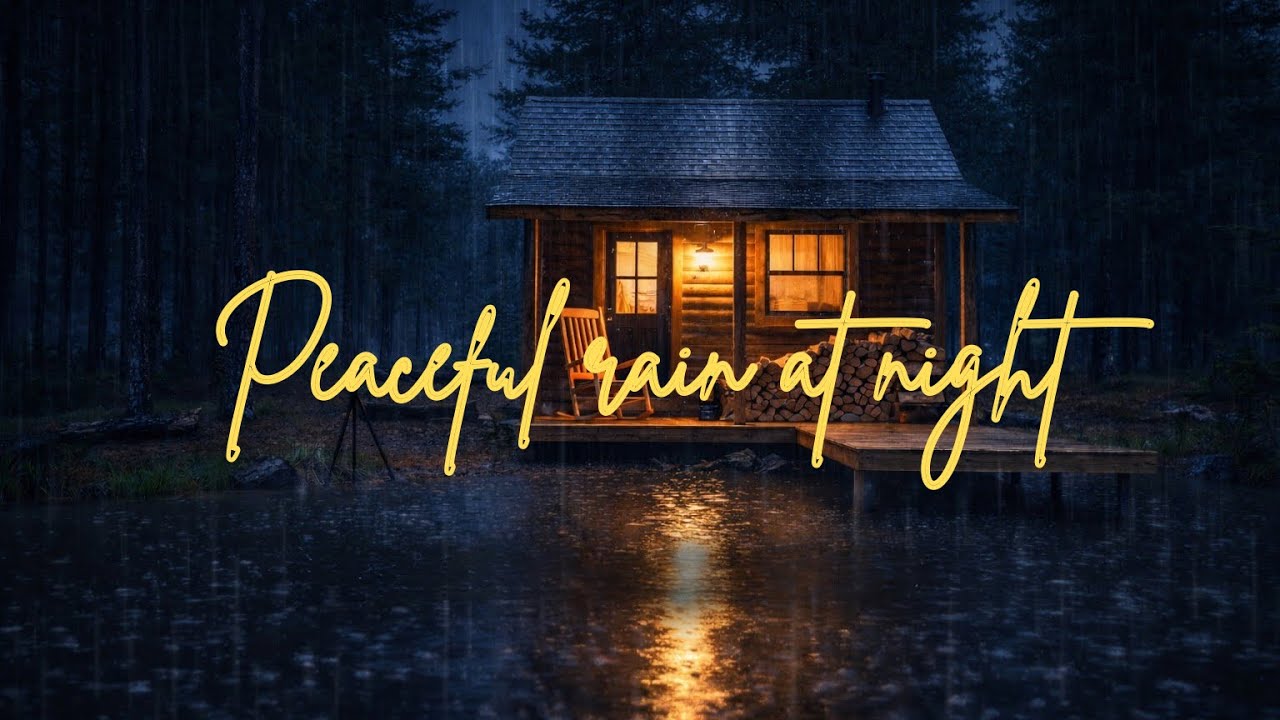 HEAVY NIGHT RAIN AT A LONELY LAKESIDE CABIN 🌧️ DARK FOREST RAIN SOUNDS FOR DEEP SLEEP & INSOMNIA 