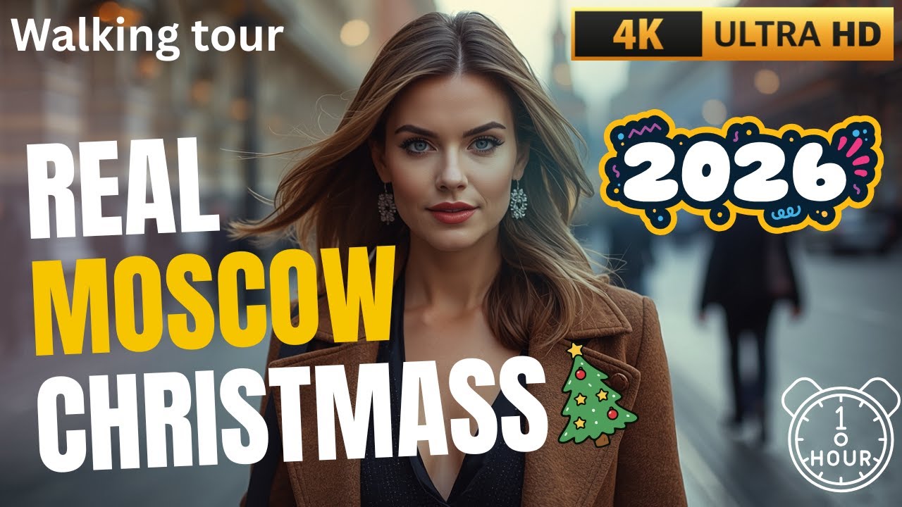 The Ultimate Moscow Christmas Walk 🇷🇺✨ | One Hour Through Red Square & New Year 2026 Magic